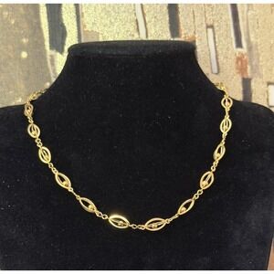 Vintage Gold Tone Cage Ball Bead 15" Necklace Made in Hong Kong Beads Move